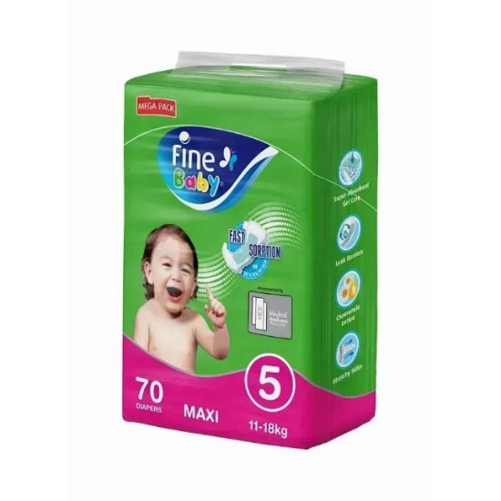Picture of Fine Baby Diapers Size 5 Maxi 11-18Kg 70's Mega Pack