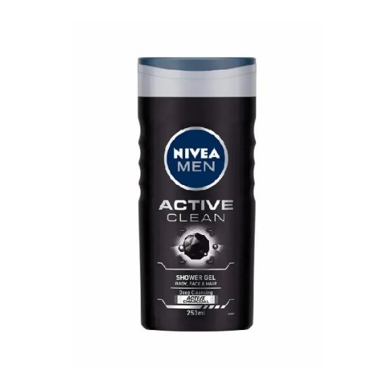 Picture of Nivea Men Shower Gel Active Clean For Body, Face & Hair 2x250ml