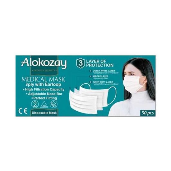 Picture of Alokozay Face Mask Adult White 50's