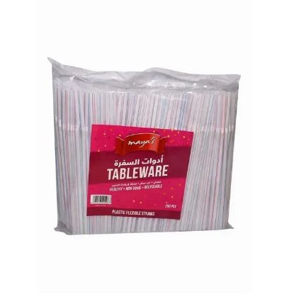 Picture of Maya's Tableware Plastic Flexible Straws, Pack of 250