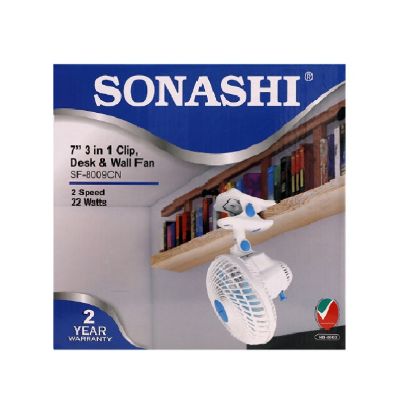 Picture of Sonashi 7" 3In1 Clip, Desk & Wall Fan 22W White 1pc