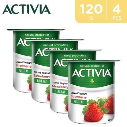 Picture of Activia Stirred Yoghurt Full Fat Strawberry, 4x120gm