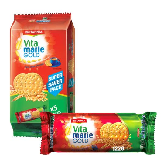 Picture of Britannia Vita Marie Gold Tea Time Biscuits Value Pack, 5x122gm