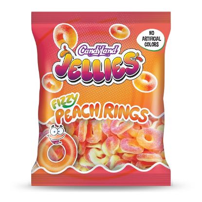 Picture of Candyland Fizzy Peach Rings Jelly 80gm
